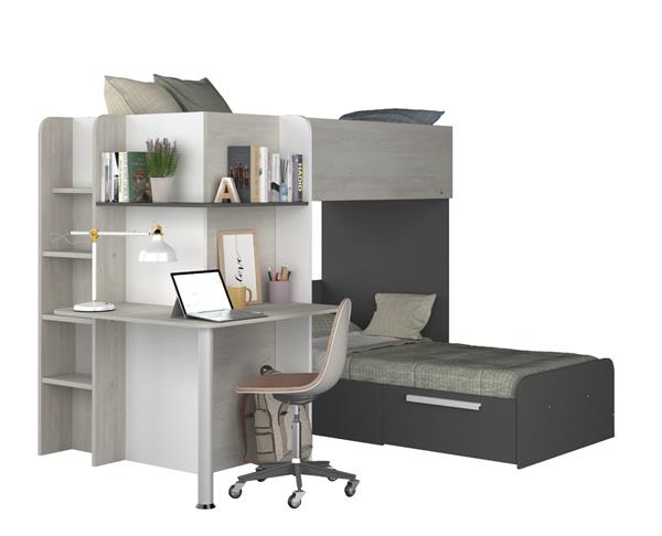 Grote foto palatino hoekstapelbed met bureau kast en lade 90x190 witgrenen antraciet trasman huis en inrichting bedden