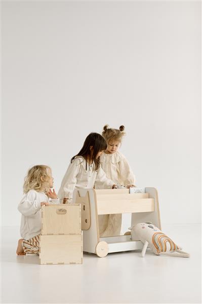 Grote foto babywood verrijdbare boekenrek orginizer zonder opbergbakken kinderen en baby complete kinderkamers