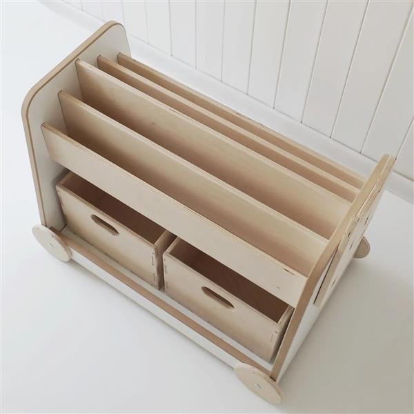 Grote foto babywood verrijdbare boekenrek orginizer zonder opbergbakken kinderen en baby complete kinderkamers