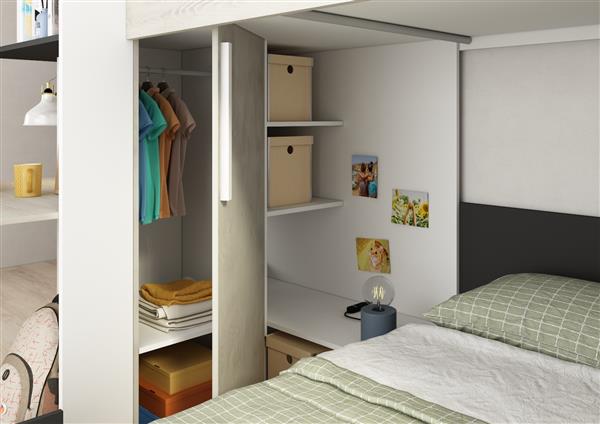 Grote foto palatino hoekstapelbed met bureau kast en lade 90x190 witgrenen antraciet trasman huis en inrichting bedden