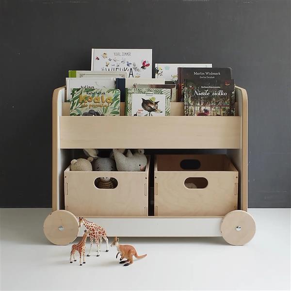 Grote foto babywood verrijdbare boekenrek orginizer zonder opbergbakken kinderen en baby complete kinderkamers