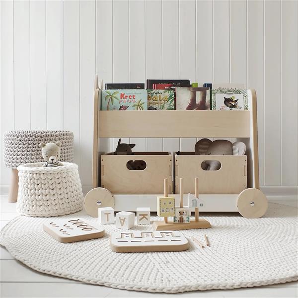 Grote foto babywood verrijdbare boekenrek orginizer zonder opbergbakken kinderen en baby complete kinderkamers