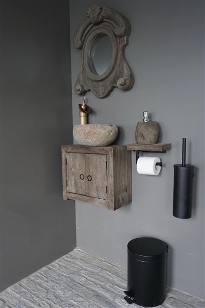 Grote foto toiletrolhouder hout giel grey 20x13 cm huis en inrichting complete badkamers
