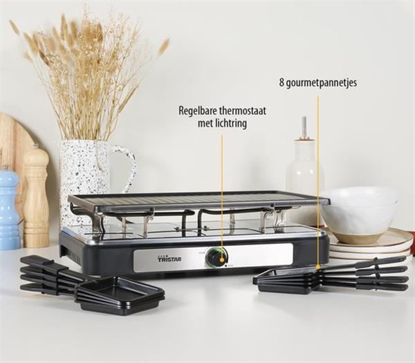 Grote foto tristar gourmetstel ra 2746 gourmetset voor 8 personen met grote grillplaat gourmetplaat met r huis en inrichting keukenbenodigdheden