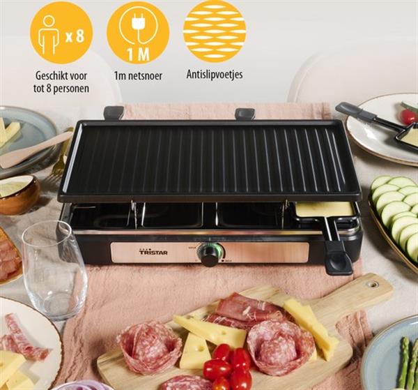 Grote foto tristar gourmetstel ra 2746 gourmetset voor 8 personen met grote grillplaat gourmetplaat met r huis en inrichting keukenbenodigdheden