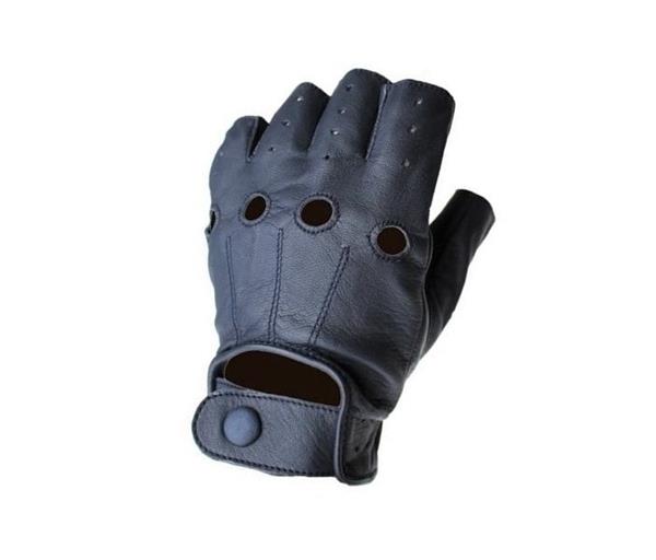 Grote foto swift driver vingerloze leren handschoenen blauw motoren kleding