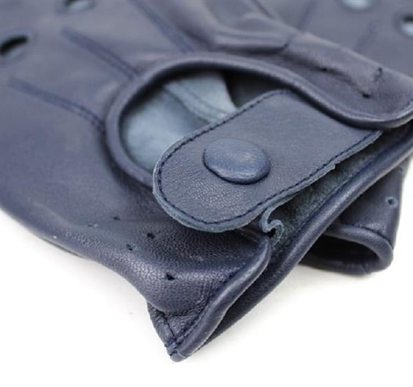 Grote foto swift driver vingerloze leren handschoenen blauw motoren kleding