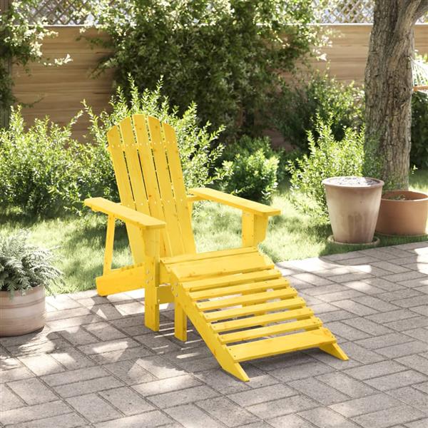 Grote foto vidaxl stoel adirondack met voetenbank massief vurenhout geel tuin en terras tuinmeubelen