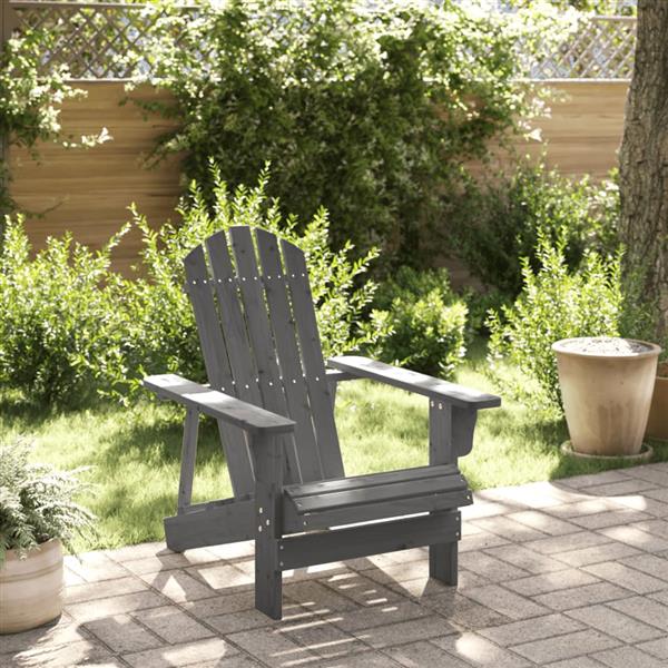 Grote foto vidaxl stoel adirondack 69x85x90 5 cm massief vurenhout grijs tuin en terras tuinmeubelen