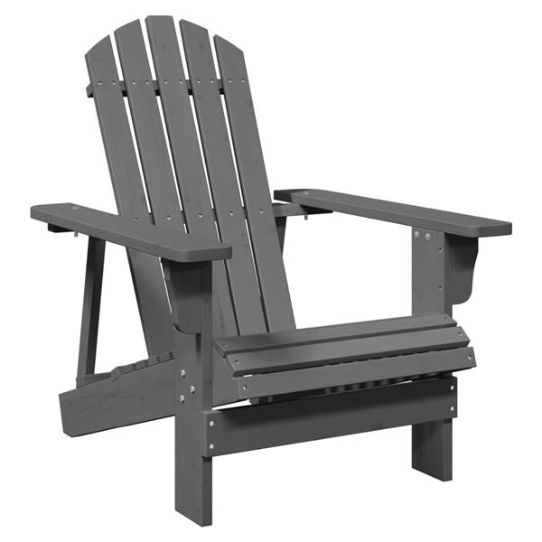 Grote foto vidaxl stoel adirondack 69x85x90 5 cm massief vurenhout grijs tuin en terras tuinmeubelen