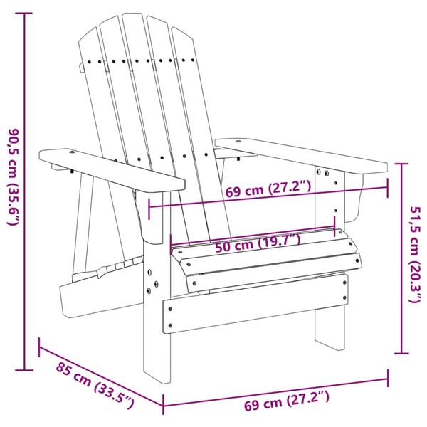 Grote foto vidaxl stoel adirondack 69x85x90 5 cm massief vurenhout grijs tuin en terras tuinmeubelen