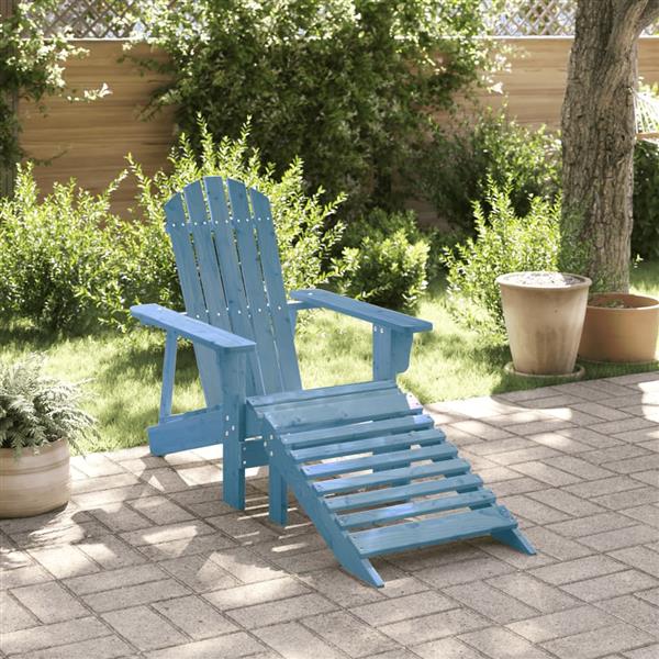 Grote foto vidaxl stoel adirondack met voetenbank massief vurenhout blauw tuin en terras tuinmeubelen