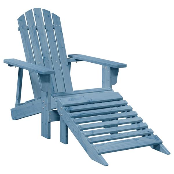 Grote foto vidaxl stoel adirondack met voetenbank massief vurenhout blauw tuin en terras tuinmeubelen