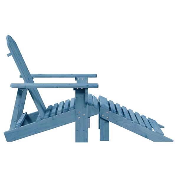 Grote foto vidaxl stoel adirondack met voetenbank massief vurenhout blauw tuin en terras tuinmeubelen