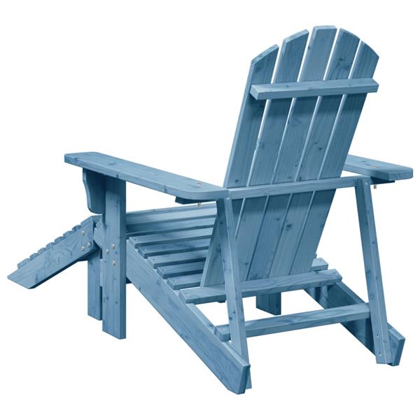 Grote foto vidaxl stoel adirondack met voetenbank massief vurenhout blauw tuin en terras tuinmeubelen