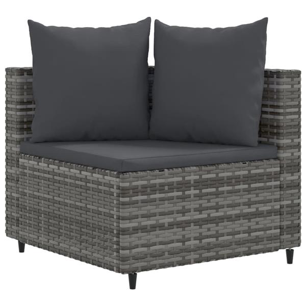Grote foto vidaxl 4 delige loungeset met kussens poly rattan grijs tuin en terras tuinmeubelen