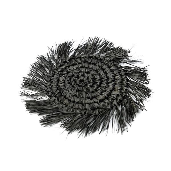 Grote foto de fringe raffia onderzetter zwart huis en inrichting woningdecoratie