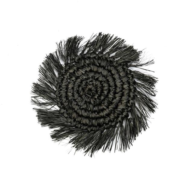 Grote foto de fringe raffia onderzetter zwart huis en inrichting woningdecoratie
