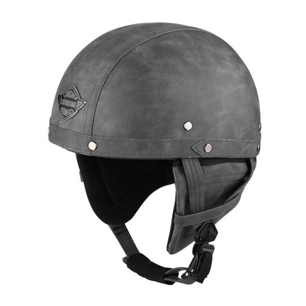 Grote foto jyt grijs leren pothelm motoren kleding