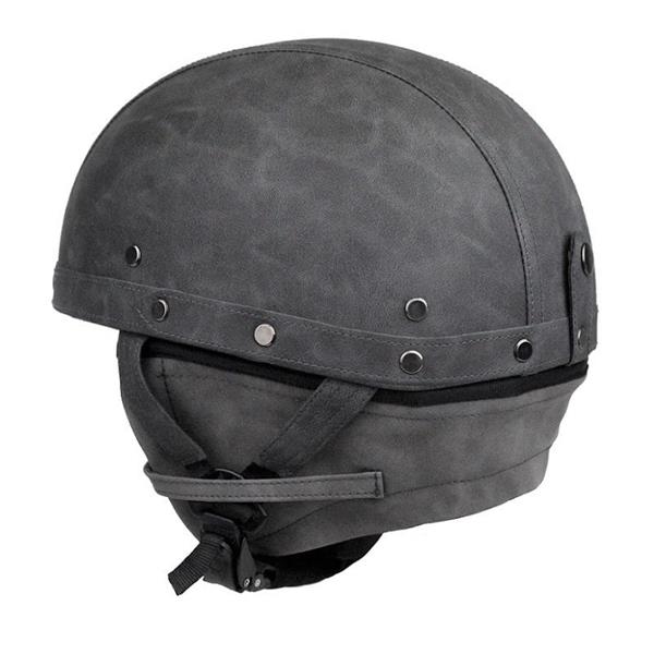 Grote foto jyt grijs leren pothelm motoren kleding