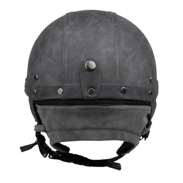Grote foto jyt grijs leren pothelm motoren kleding