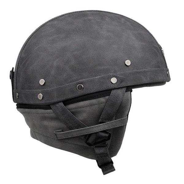 Grote foto jyt grijs leren pothelm motoren kleding