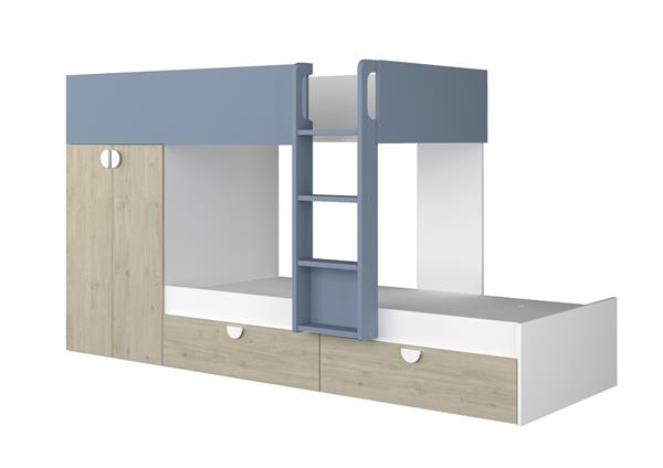 Grote foto fratello stapelbed met kast en lades 90x190 witgrenen blauw trasman huis en inrichting bedden