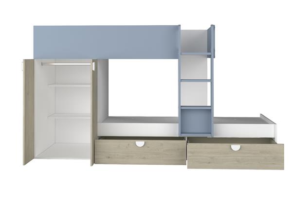 Grote foto fratello stapelbed met kast en lades 90x190 witgrenen blauw trasman huis en inrichting bedden