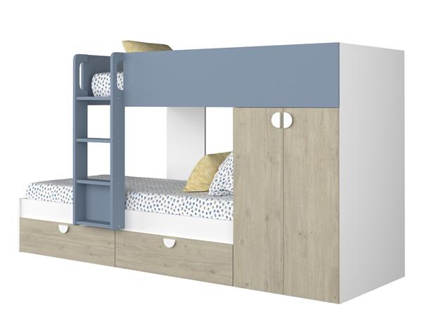 Grote foto fratello stapelbed met kast en lades 90x190 witgrenen blauw trasman huis en inrichting bedden