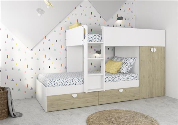 Grote foto fratello stapelbed met kast en lades 90x190 witgrenen wit trasman huis en inrichting bedden