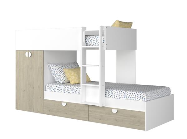 Grote foto fratello stapelbed met kast en lades 90x190 witgrenen wit trasman huis en inrichting bedden