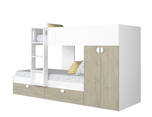 Grote foto fratello stapelbed met kast en lades 90x190 witgrenen wit trasman huis en inrichting bedden