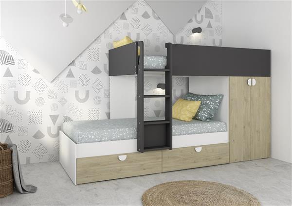 Grote foto fratello stapelbed met kast en lades 90x190 witgrenen antraciet trasman huis en inrichting bedden