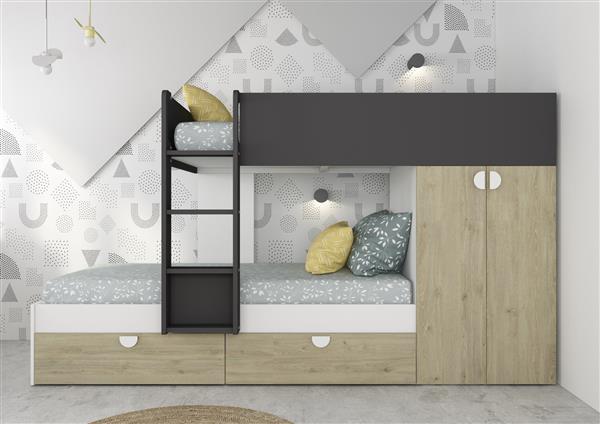 Grote foto fratello stapelbed met kast en lades 90x190 witgrenen antraciet trasman huis en inrichting bedden
