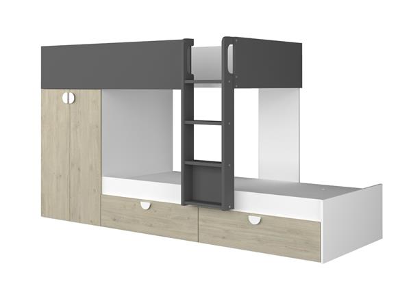Grote foto fratello stapelbed met kast en lades 90x190 witgrenen antraciet trasman huis en inrichting bedden