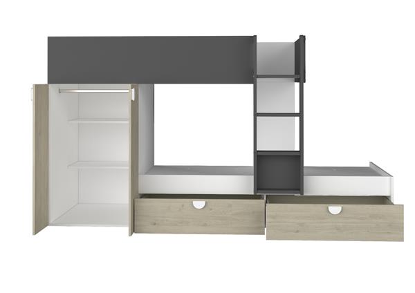 Grote foto fratello stapelbed met kast en lades 90x190 witgrenen antraciet trasman huis en inrichting bedden