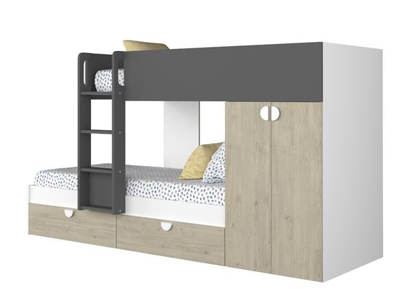 Grote foto fratello stapelbed met kast en lades 90x190 witgrenen antraciet trasman huis en inrichting bedden