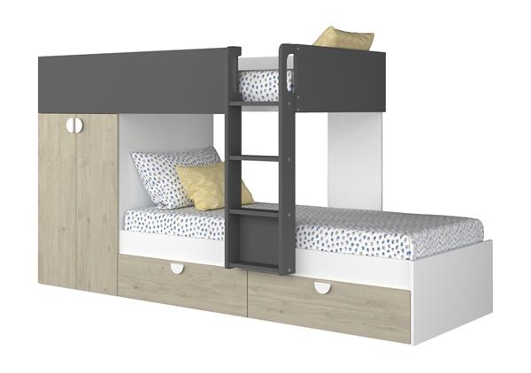 Grote foto fratello stapelbed met kast en lades 90x190 witgrenen antraciet trasman huis en inrichting bedden