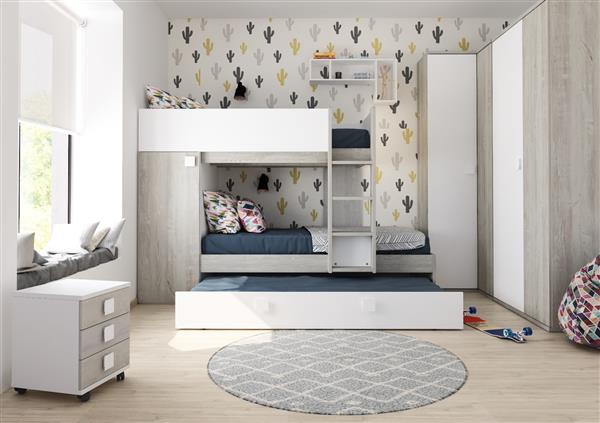 Grote foto lio mineo stapelbed met kast en slaaplade 90x190 witgrenen wit trasman huis en inrichting bedden