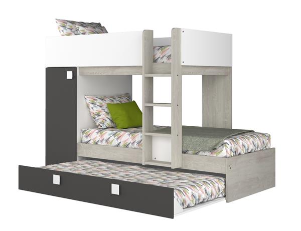 Grote foto lio mineo stapelbed met kast en slaaplade 90x190 witgrenen antraciet trasman huis en inrichting bedden