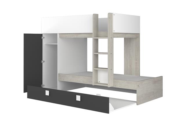 Grote foto lio mineo stapelbed met kast en slaaplade 90x190 witgrenen antraciet trasman huis en inrichting bedden