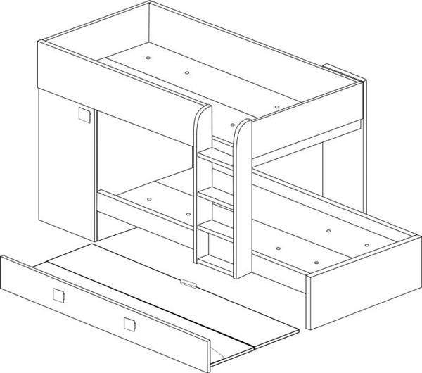 Grote foto lio mineo stapelbed met kast en slaaplade 90x190 witgrenen antraciet trasman huis en inrichting bedden