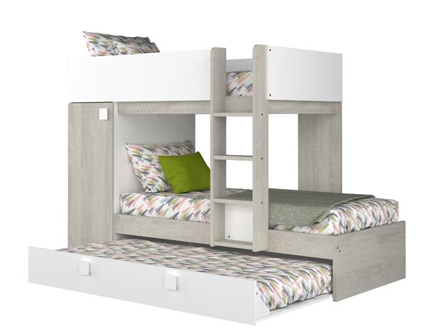 Grote foto lio mineo stapelbed met kast en slaaplade 90x190 witgrenen wit trasman huis en inrichting bedden