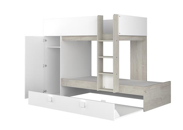 Grote foto lio mineo stapelbed met kast en slaaplade 90x190 witgrenen wit trasman huis en inrichting bedden