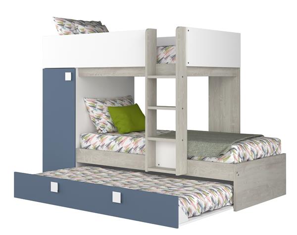 Grote foto lio mineo stapelbed met kast en slaaplade 90x190 witgrenen blauw trasman huis en inrichting bedden