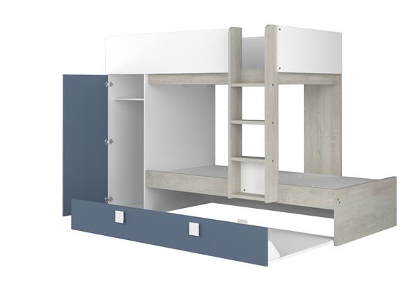 Grote foto lio mineo stapelbed met kast en slaaplade 90x190 witgrenen blauw trasman huis en inrichting bedden