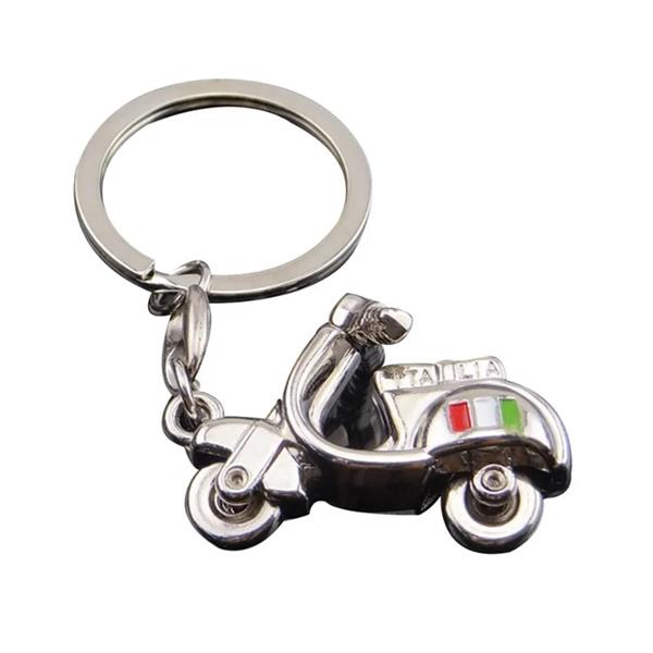 Grote foto sleutelhanger italiaanse scooter zilver motoren kleding