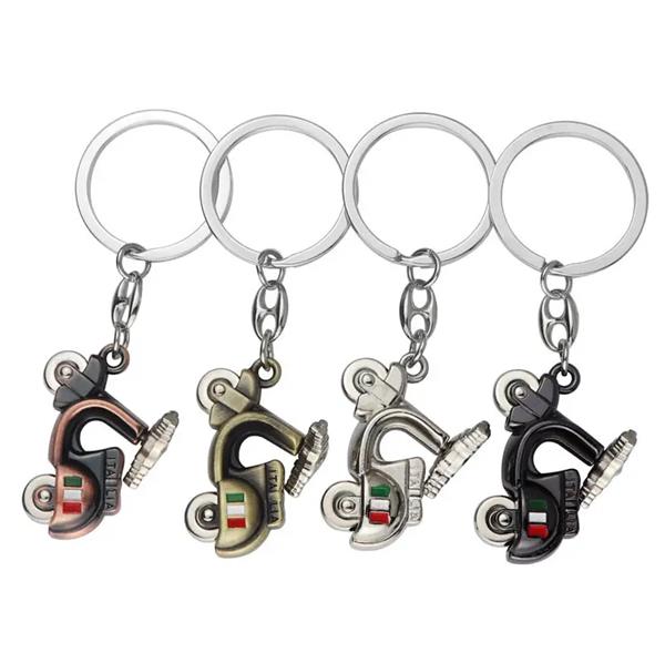 Grote foto sleutelhanger italiaanse scooter zilver motoren kleding
