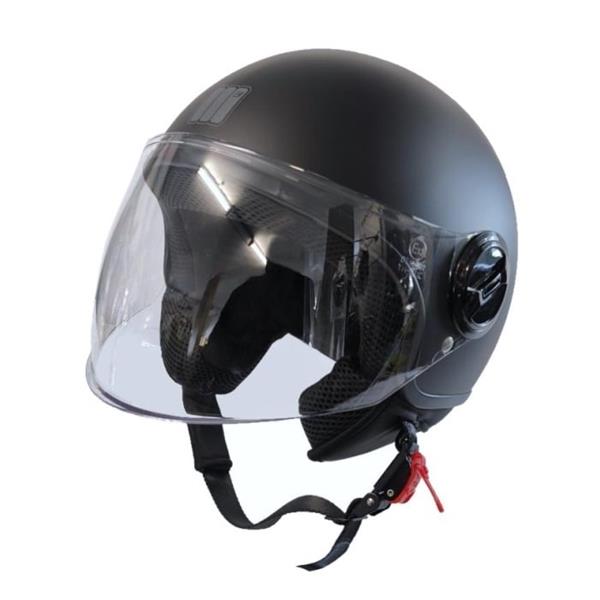 Grote foto motocubo bat jethelm met extern vizier mat zwart motoren kleding