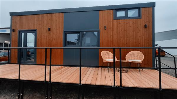 Grote foto verplaatsbare terras podiumdelen caravans en kamperen caravan